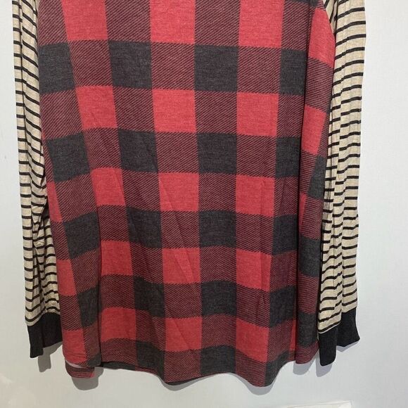 Glitzy Girlz Women's Multicolor Plaid Stripe Pullover Long Sleeve Top Size XL - Picture 5 of 6